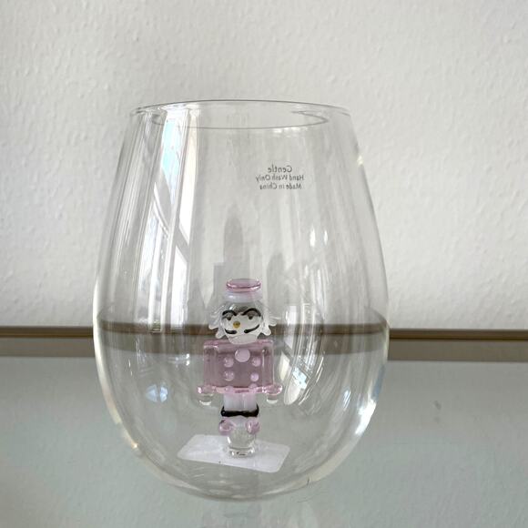 Pink Nutcracker Stemless Wine Glass Christmas Holiday Barware NEW - Picture 9 of 10